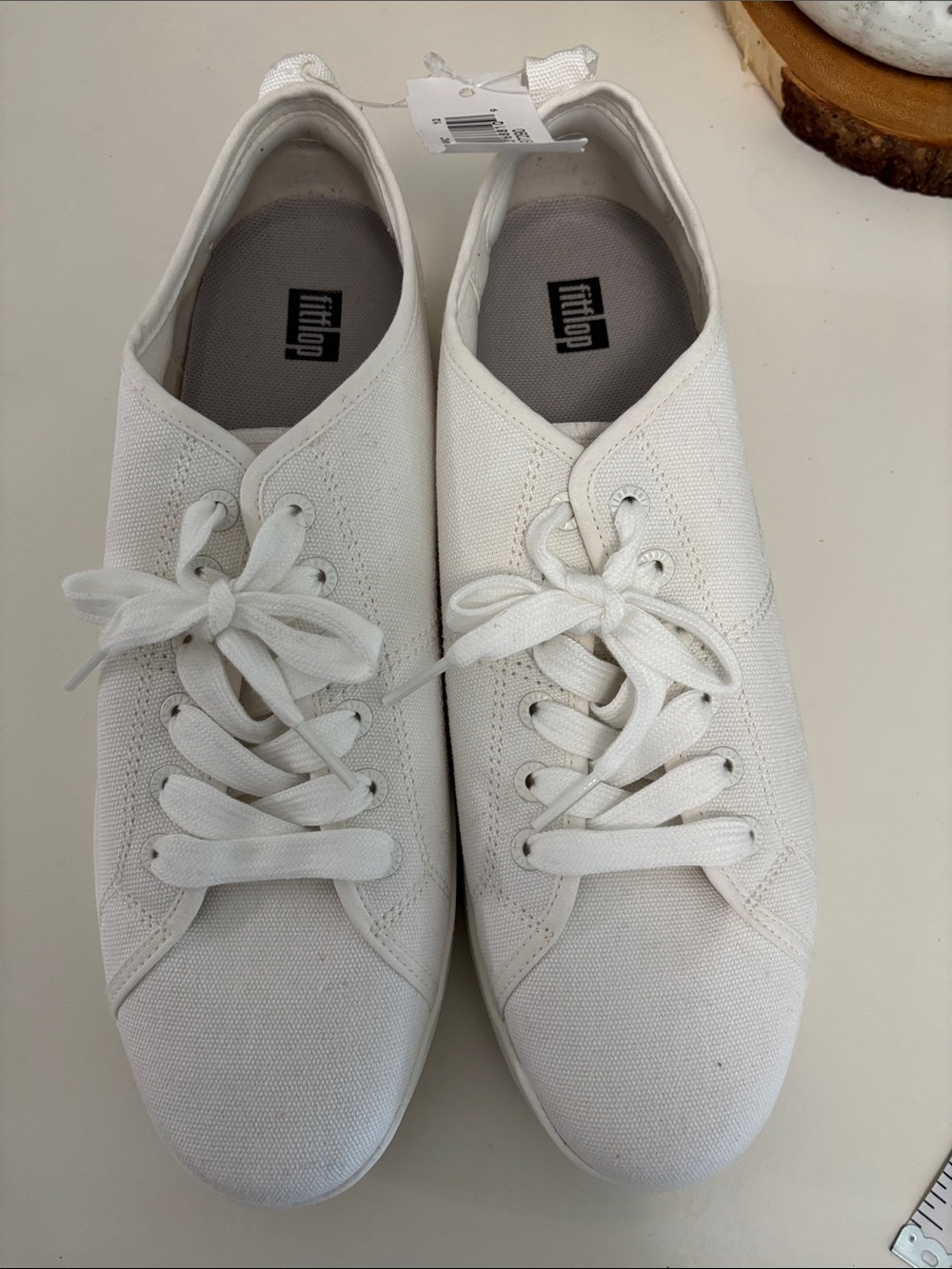 Fitflop White Canvas Lace-Up Women's Sneakers